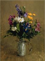 William Whitaker - Pewter Vase with Flowers